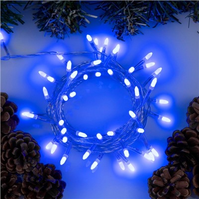 Гирлянда «Нить» 10 м с насадками «Игла», IP20, прозрачная нить, 100 LED, свечение синее, 8 режимов, 220 В