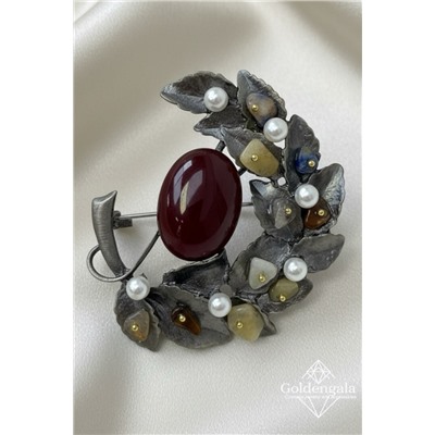 Брошь-кулон крупная с натуральными камнями БР4 модель БРО/19