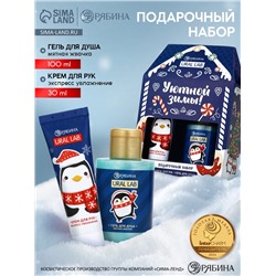 Новогодний подарочный набор косметики «Уютной зимы», гель для душа 110 мл и крем для рук 30 мл, URAL LAB