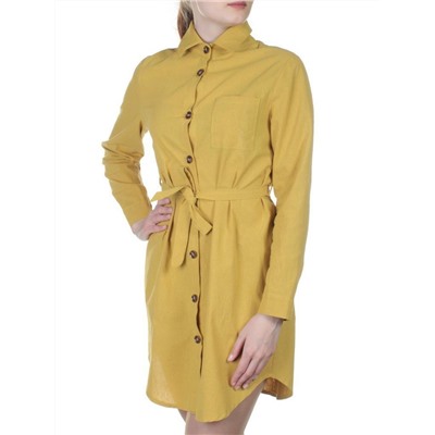 803 YELLOW Платье хлопковое с воротником Fashion