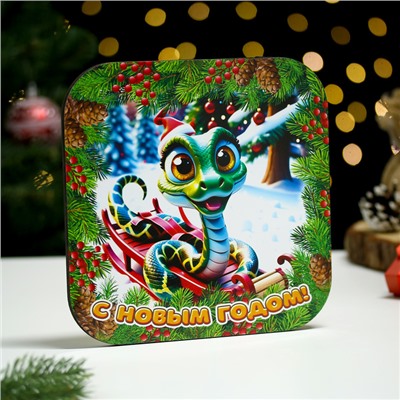 Подставка под горячее Дарим Красиво «Змея в лесу», 19×19 см, дерево