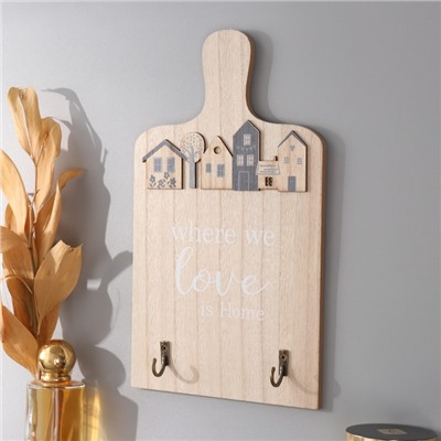 Настенные крючки декоративные «Домики», ключница, дерево, 3×16×27 см