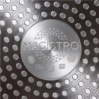 Сковорода-гриль Magistro Warrior, 28×28 см, кованый алюминий, квадратная, антипригарное покрытие, индукция, чёрная