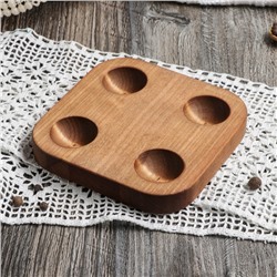 Подставка деревянная для яиц и кекса Adelica, 4 отделения, d=13 см, 13×13×1,8 см, массив берёзы