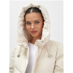 Куртка женская демисезонная с капюшоном бежевого цвета 1139B