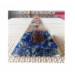 Оргонитовая Пирамида с Настоящим Афганским Лазуритом для Рэйки, Real Lapis Lazuli Orgonite Pyramid For Reiki, произв. Kalyan Puja