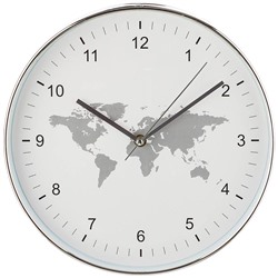 ЧАСЫ НАСТЕННЫЕ КВАРЦЕВЫЕ "WORLD MAP" ДИАМЕТР=30 СМ. ДИАМЕТР ЦИФЕРБЛАТА=29 СМ. ЦВЕТ: БЕЛЫЙ (КОР=6ШТ.)