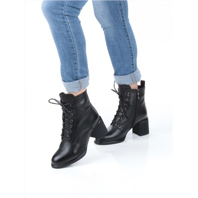 04-M3-2274 BLACK Ботинки зимние женские (натуральная кожа, натуральный мех)