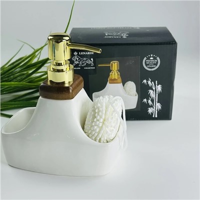 235-032 Диспенсер для моющего средства с губкой TROPICAL в под.уп.(х16) Фарфор