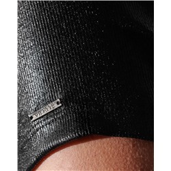 Футболка облегающая из хлопка в рубчик с вырезом лодочка с матовым покрытием металлик