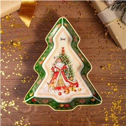 БЛЮДО-ЕЛКА LEFARD "ДЕД МОРОЗ" 25*21*4 СМ ЗЕЛЕНОЕ (КОР=8ШТ.)