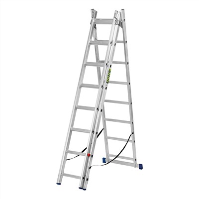 Лестница, 3 х 8 ступеней, алюминиевая, трехсекционная, Сибртех