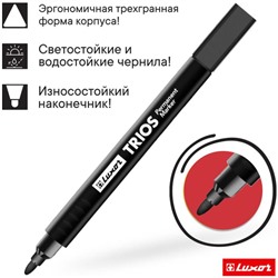 Маркер перманентный 3 мм, Luxor Trios, пулевидный, чёрный