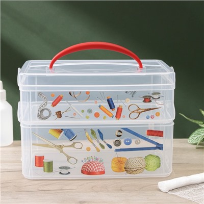 Контейнер универсальный Multi box, 2 секции, с ручкой и декором, МИКС