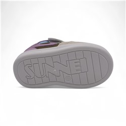 Кроссовки детские высокие 4264 бежево фиолетовые п/п