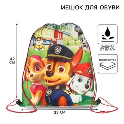 Мешок для обуви 420×330 мм, «Команда, Щенячий патруль»