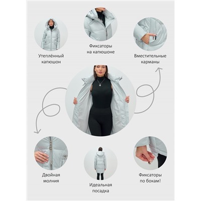 Куртка зимняя женская с капюшоном модная голубого цвета 3193Gl