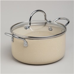 КАСТРЮЛЯ AGNESS С АНТИП. ПОКР.  И СТЕКЛ. КРЫШКОЙ 1350 МЛ, 16*8 СМ