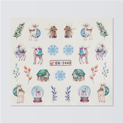 Слайдеры для ногтей «Christmas deer», разноцветные