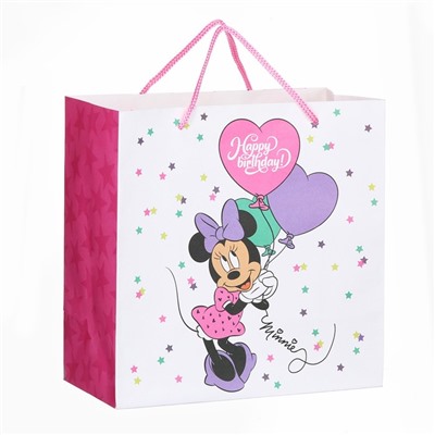 Пакет подарочный крафт Happy Birthday, 22×22×11 см,