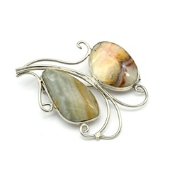 Брошь с агатом переливт 57*46мм.