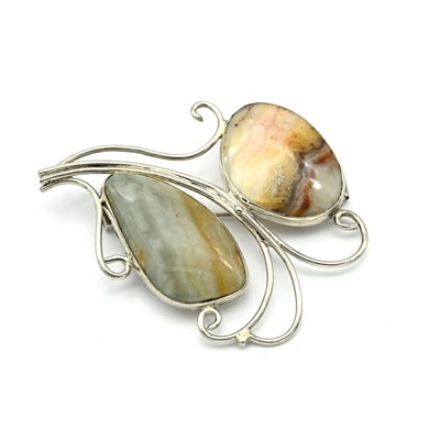 Брошь с агатом переливт 57*46мм.