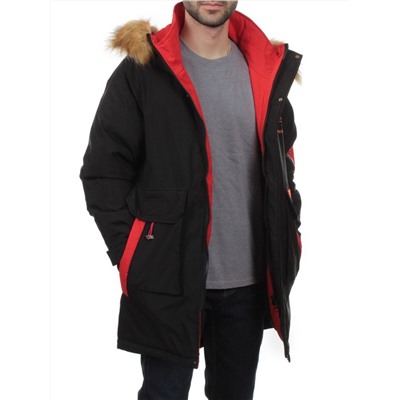 22067 BLACK RED Куртка мужская зимняя облегченная (150 гр. холлофайбер)