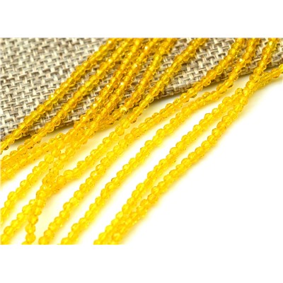 Бусины из шпинели шарик гр.2мм цв.желтый яркий, 36см, 200 бусин
