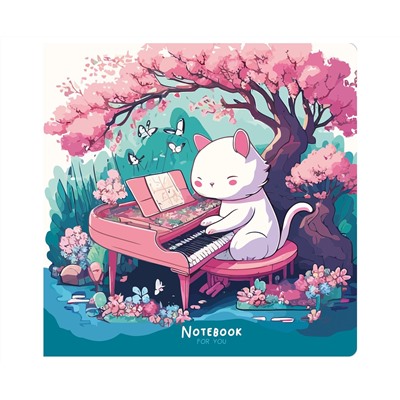 Записная книжка 170*170мм 40л. на скрепке MESHU "Cat`s symphonie", soft-touch ламинация, блок без линовки, 80г/м2