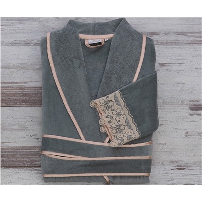 Халат Велюровый Женский (L) Azra Yeşil Bayan Large Bornoz - EcoCotton