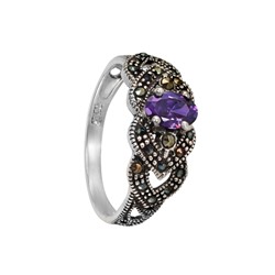 Кольцо 'Этно' с фианитом и марказитами ТАКН.2200Ф6N