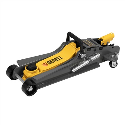 Домкрат гидравлический подкатной с фиксатором, 2,5 т,  85-385 мм, в пласт. кейсе Denzel