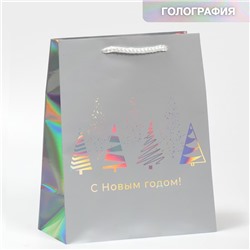 Пакет голографический «Сказочный лес», 18 х 23 х 10 см, Новый год