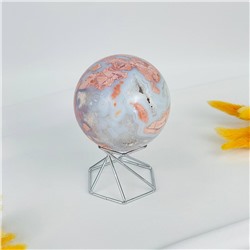 Радуга Самоцветов Шар из розового цветочного Агата на подставке