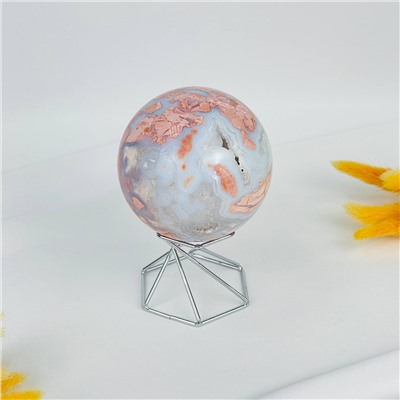 Радуга Самоцветов Шар из розового цветочного Агата на подставке