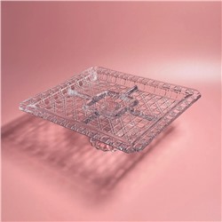 588-690 Квадратная менажница 35,6см на ножке  в под.уп.(х4)Стекло