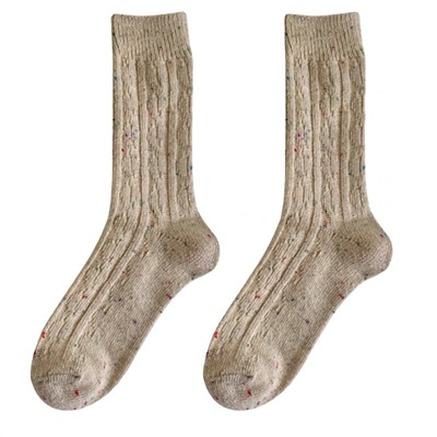 Woolen colored Japanese demi-season keep warm socks, increased thickness, mid-length