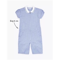 Girls' Gingham School Playsuit (2-14 Yrs)