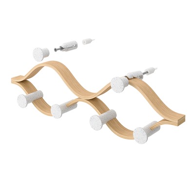 Вешалка настенная Montage, 6 крючков, натуральное дерево/белая