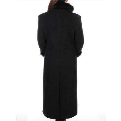 13927A BLACK Пальто шерстяное с мехом HELLEN
