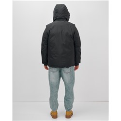 Куртка - жилетка трансформер с подогревом 2 в 1 мужская зимняя черного цвета 6668Ch