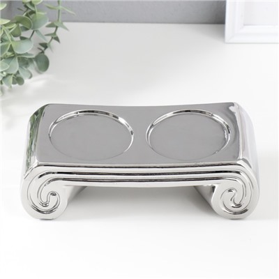 Подсвечник на 2 свечи «Греция», d=7.5 см, серебро, 22.5×10×7 см