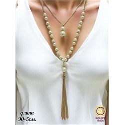 Подвеска на цепях с жемчугом длинная Арт П8 модель 1