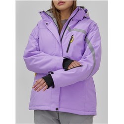 Горнолыжная куртка женская зимняя сиреневого цвета 7017Sn