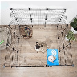 Вольер 24 секции, металлический, черный, 210×210×35 см, (35×35 см звено)