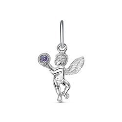 Образ (Ангел) из серебра литье с фианитом лаванда