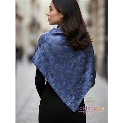 Платок однотонный из натурального шелка синий Арт В1051/02