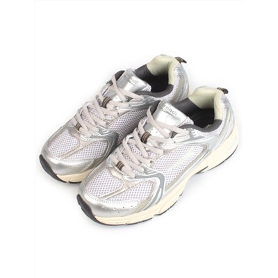 05-P225-1 SILVER/GRAY Кроссовки женские (искусственные материалы, сетка)