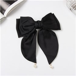 Заколка - автомат для волос «Джулия», двойной бант, 18×15 см, чёрная