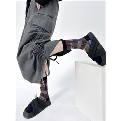 Autumn retro Japanese cotton knee socks for men and women, mid-length